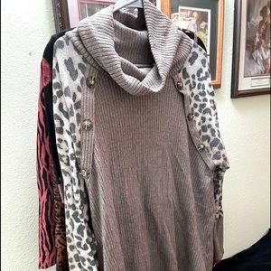 Unique Cheetah print/brown long sleeve shirt
